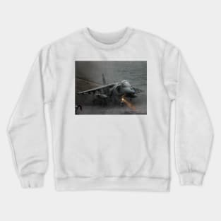 RAF Harrier landing onboard Crewneck Sweatshirt